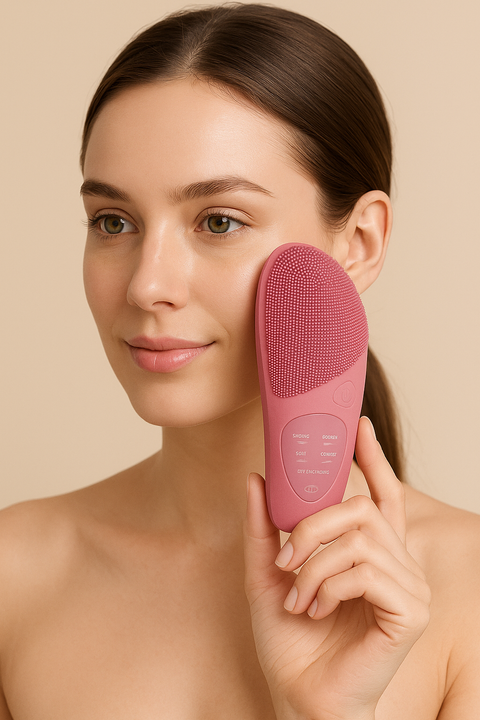 Electric Facial Cleansing Brush — Deep Clean, Heat Therapy &amp; Sonic Massage