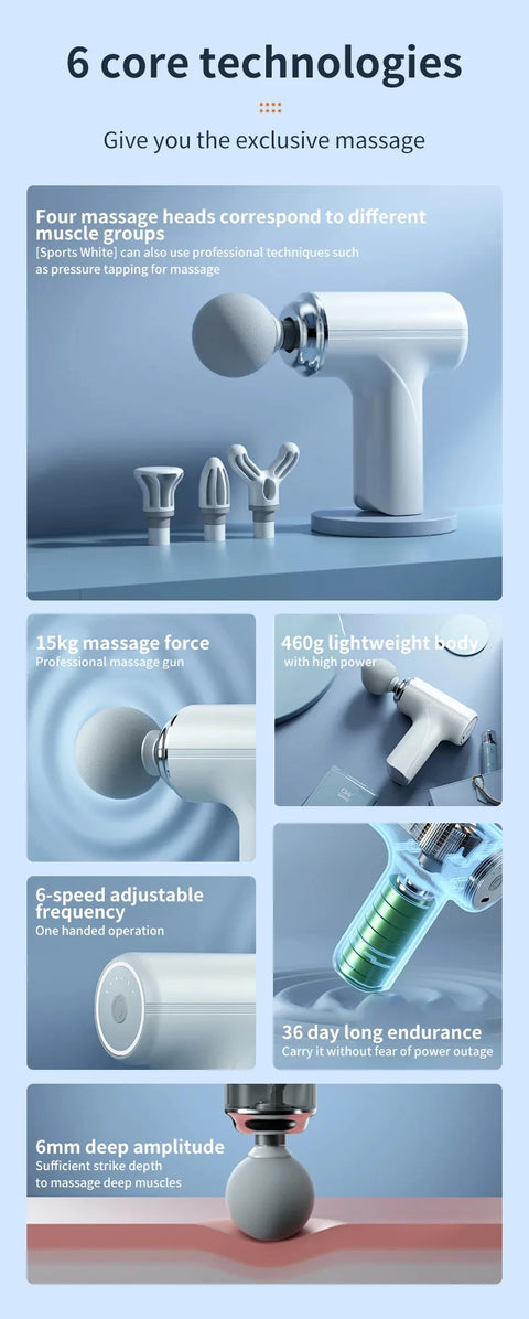 Portable AI Facial Massage Gun – Electric Percussion Massager with 4 Replaceable Heads & LED Light