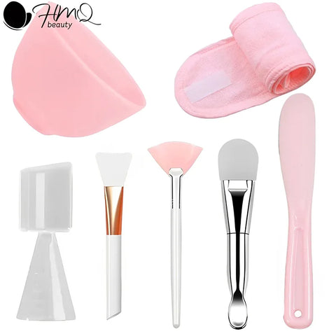 DIY Face Mask Mixing Bowl Set  Silicone Facial Applicator Brush Spatula with Measure Spoon Facial Skin Care Tool Beauty Supplies