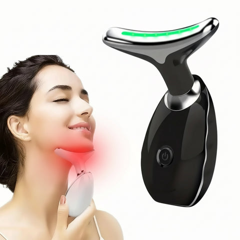 7LED Color Vibrating Neck Device Beauty Gift, neck and face skin massager, 1 piece set portable usb charging, electric Facial ma