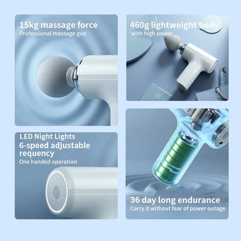 Portable AI Facial Massage Gun – Electric Percussion Massager with 4 Replaceable Heads & LED Light