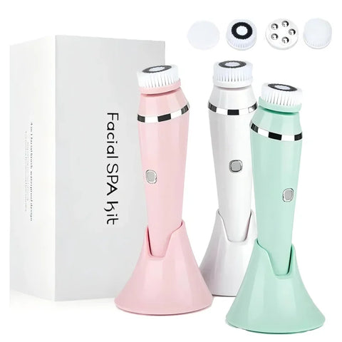 4 in 1 Electric Facial Cleansing Brush Waterproof IPX7 Face Massager Cleansing Device for Deep Cleaning Removal Blackhead Pore
