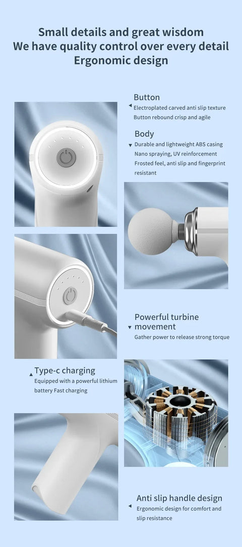 Portable AI Facial Massage Gun – Electric Percussion Massager with 4 Replaceable Heads & LED Light