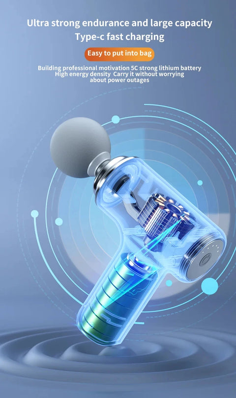 Portable AI Facial Massage Gun – Electric Percussion Massager with 4 Replaceable Heads & LED Light