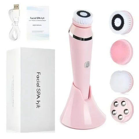 4 in 1 Electric Facial Cleansing Brush Waterproof IPX7 Face Massager Cleansing Device for Deep Cleaning Removal Blackhead Pore